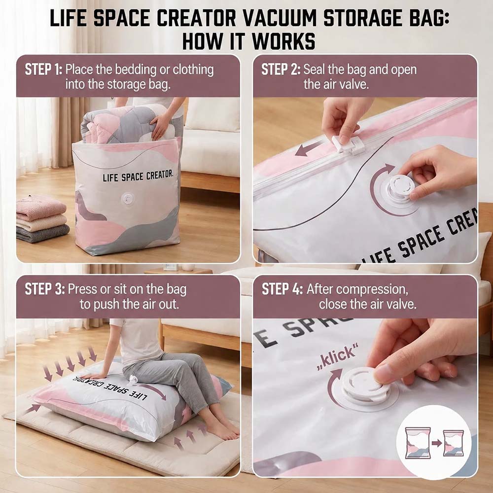 👑LAST DAY: 50% OFF⏰ High-capacity vacuum bags – No pump needed! 🎁