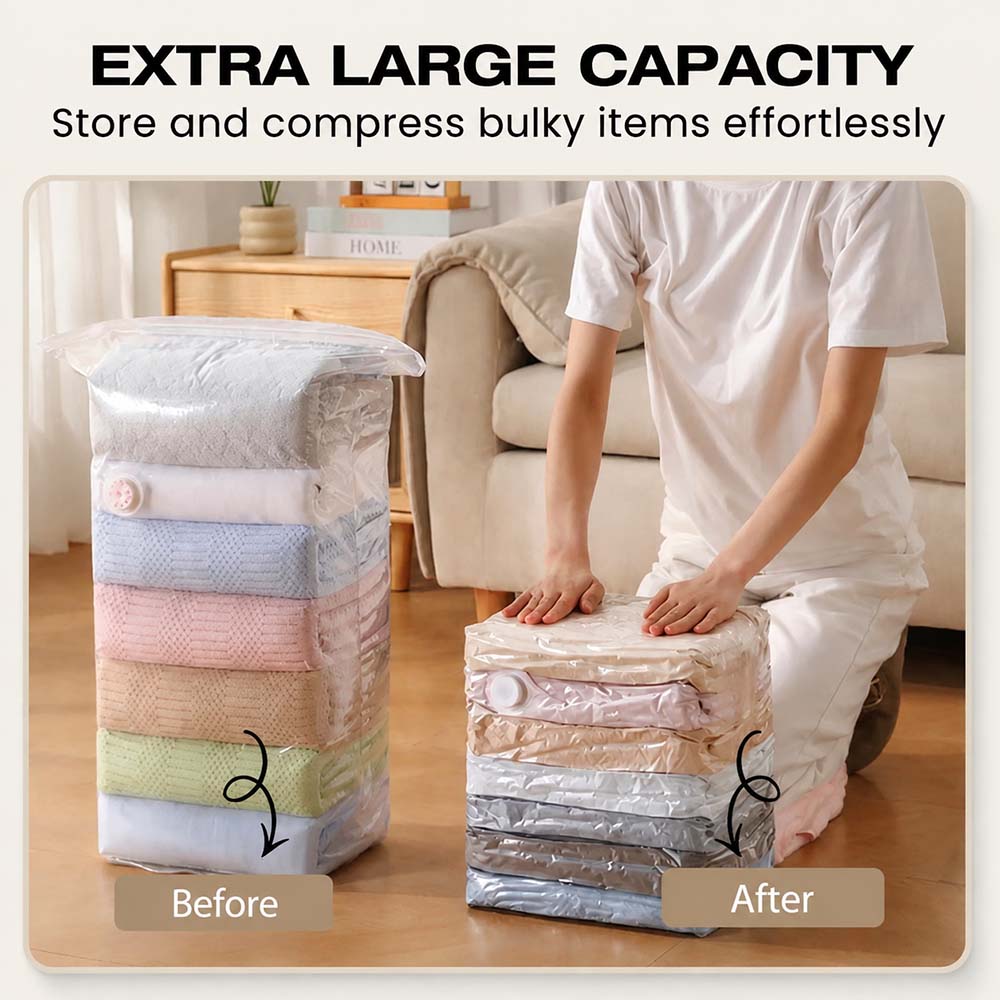 👑LAST DAY: 50% OFF⏰ High-capacity vacuum bags – No pump needed! 🎁