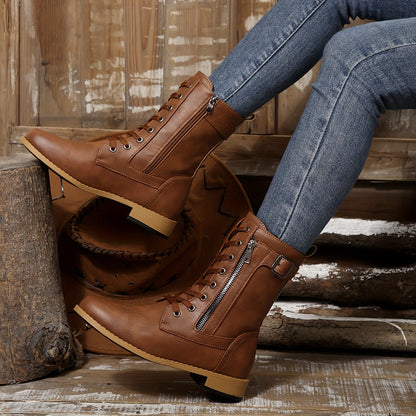 🔥 Letzter Tag: 80 % Rabatt – Damen-Lederstiefel mit Reißverschluss, weiter Passform und gepolsterter Sohle, schmerzlindernd, im Reitstiefelstil