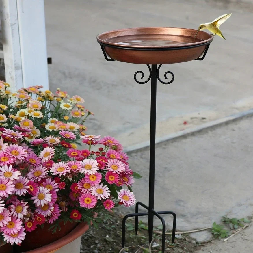 Copper-Coated Bird Bath