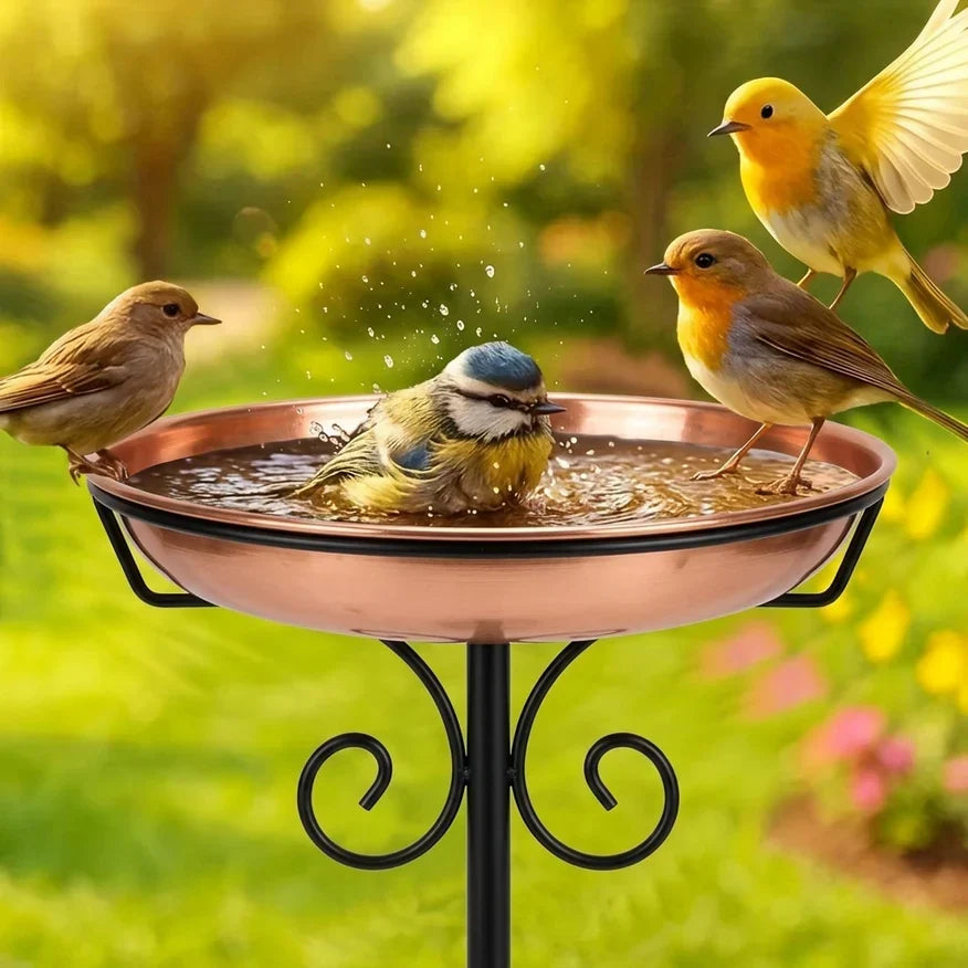 Copper-Coated Bird Bath