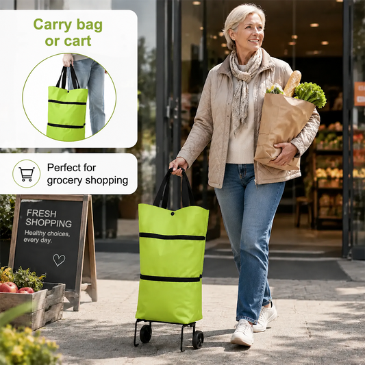 🛒Chariot de courses pliable – Sac de courses pratique à roulettes pour les achats quotidiens