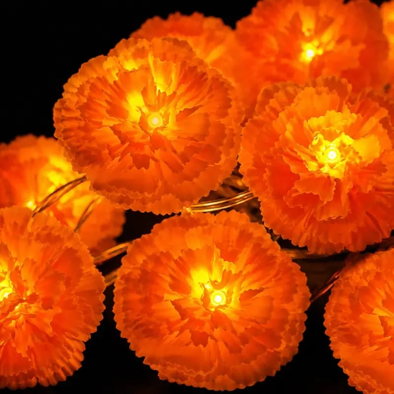🔥Last Day 50% OFF -🏵️💀 Mexican Marigold Flower String Lights | 💕Death is not the end of life, forgetting is