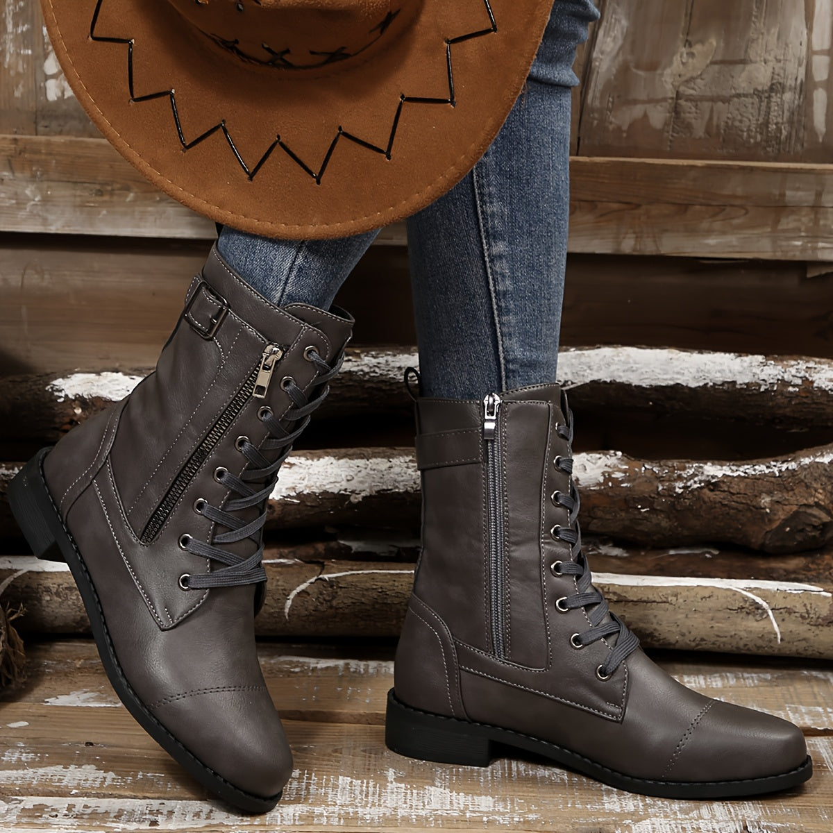 🔥 Letzter Tag: 80 % Rabatt – Damen-Lederstiefel mit Reißverschluss, weiter Passform und gepolsterter Sohle, schmerzlindernd, im Reitstiefelstil