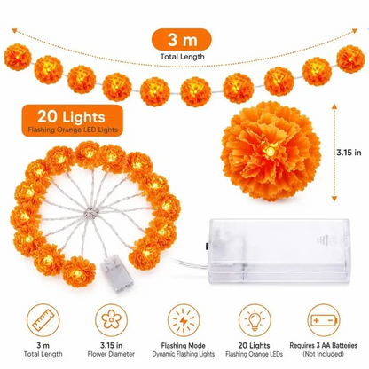 🔥Last Day 50% OFF -🏵️💀 Mexican Marigold Flower String Lights | 💕Death is not the end of life, forgetting is