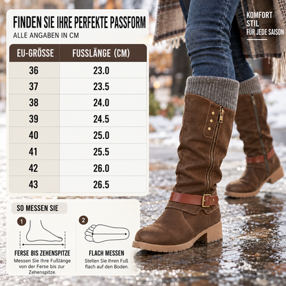 🔥 LETZTER TAG – 80 % RABATT - Damen Winterstiefel mit orthopädischer Unterstützung, Strickkragen & warmer Wollfütterung