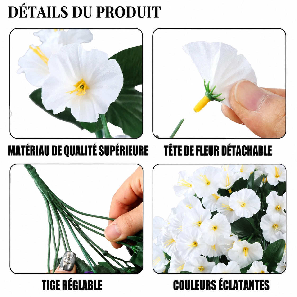 Fleurs et plantes artificielles suspendues en promotion - Résistantes aux UV, imperméables et coupe-vent