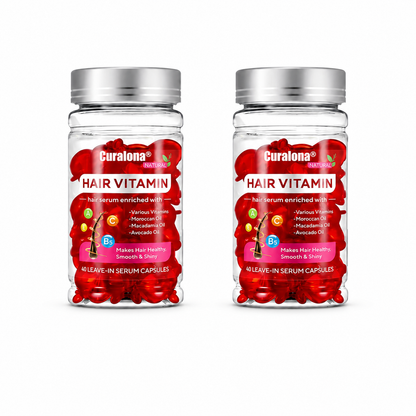 Curalona® Hair Vitamin Capsules Infused with Violet Vitamins & Argan Oil for Color-Treated & Permed Hair Smooths Frizz Restores Silkiness & Shine 40 Capsules
