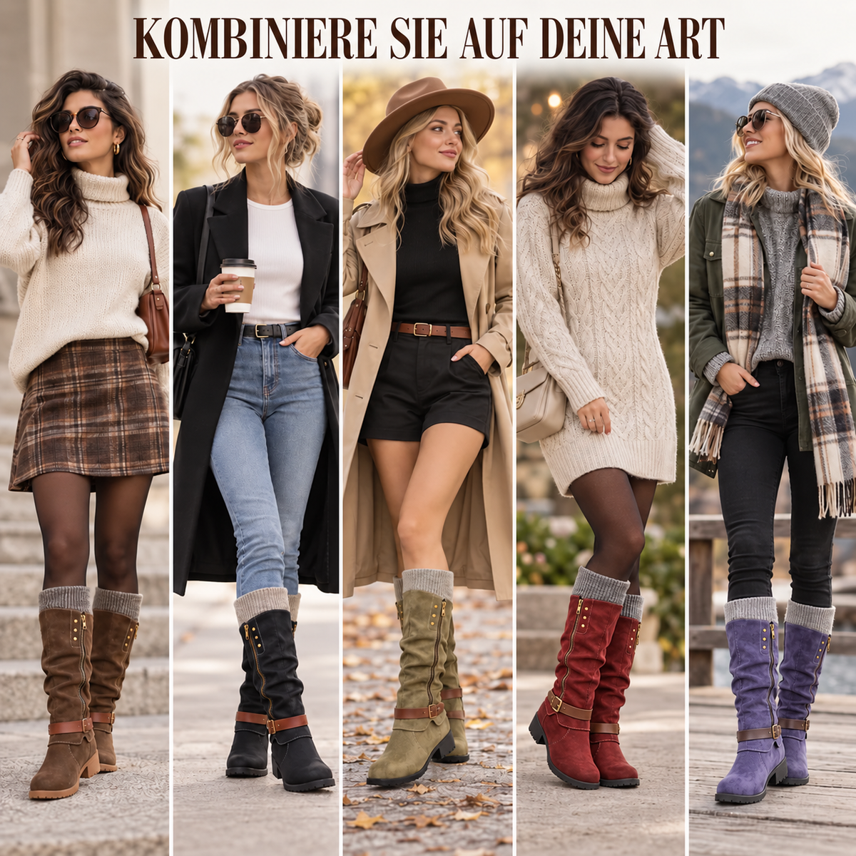 🔥 LETZTER TAG – 80 % RABATT - Damen Winterstiefel mit orthopädischer Unterstützung, Strickkragen & warmer Wollfütterung