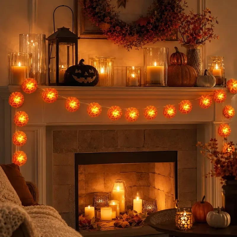 🔥Last Day 50% OFF -🏵️💀 Mexican Marigold Flower String Lights | 💕Death is not the end of life, forgetting is