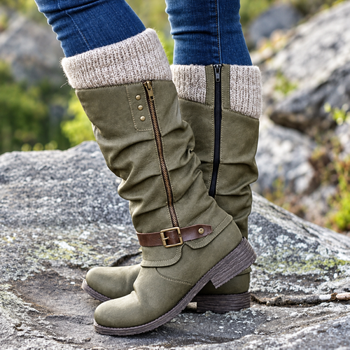 🔥 LETZTER TAG – 80 % RABATT - Damen Winterstiefel mit orthopädischer Unterstützung, Strickkragen & warmer Wollfütterung