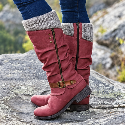 🔥 LETZTER TAG – 80 % RABATT - Damen Winterstiefel mit orthopädischer Unterstützung, Strickkragen & warmer Wollfütterung