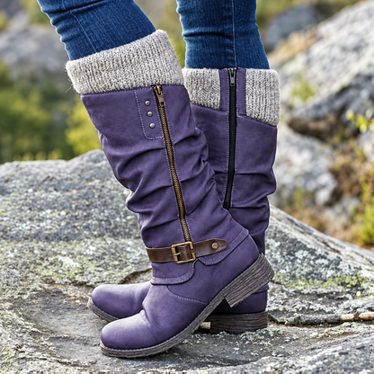 🔥 LETZTER TAG – 80 % RABATT - Damen Winterstiefel mit orthopädischer Unterstützung, Strickkragen & warmer Wollfütterung