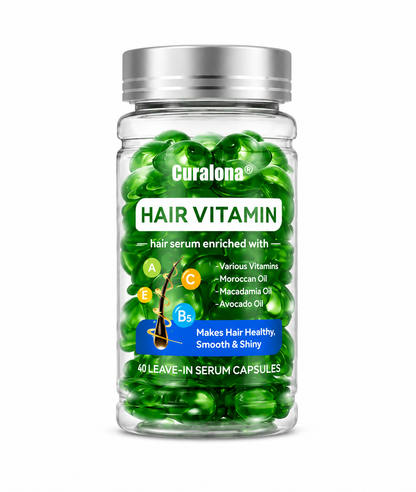 Curalona® Hair Vitamin Capsules Infused with Violet Vitamins & Argan Oil for Color-Treated & Permed Hair Smooths Frizz Restores Silkiness & Shine 40 Capsules