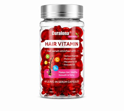 Curalona® Hair Vitamin Capsules Infused with Violet Vitamins & Argan Oil for Color-Treated & Permed Hair Smooths Frizz Restores Silkiness & Shine 40 Capsules