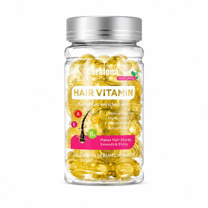Curalona® Hair Vitamin Capsules Infused with Violet Vitamins & Argan Oil for Color-Treated & Permed Hair Smooths Frizz Restores Silkiness & Shine 40 Capsules