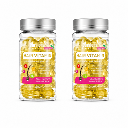Curalona® Hair Vitamin Capsules Infused with Violet Vitamins & Argan Oil for Color-Treated & Permed Hair Smooths Frizz Restores Silkiness & Shine 40 Capsules