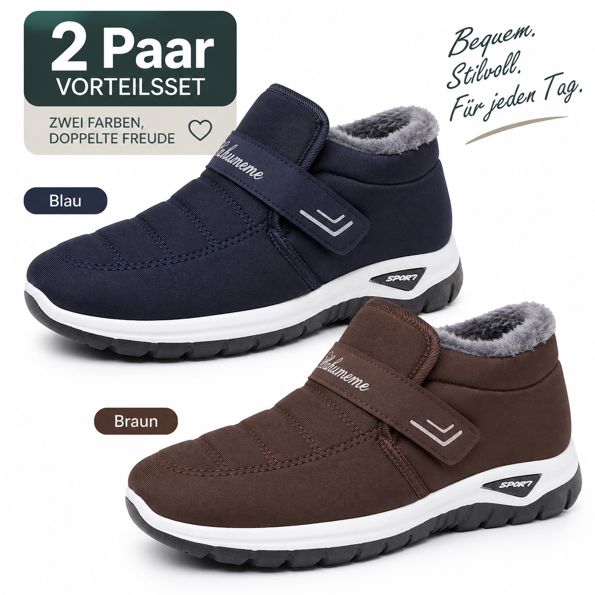 🔥 𝗟𝗘𝗧𝗭𝗧𝗘𝗥 𝗧𝗔𝗚: 𝟴𝟬 % 𝗥𝗔𝗕𝗔𝗧𝗧 – Damen Winter-Orthopädieschuhe – Warm, Weit geschnitten, Gepolsterte Sohle zur Schmerzlinderung