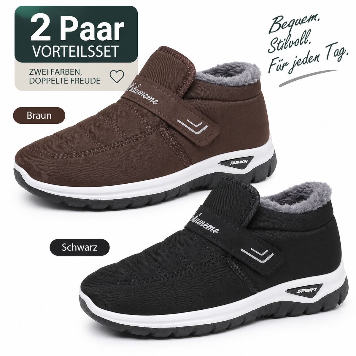 🔥 𝗟𝗘𝗧𝗭𝗧𝗘𝗥 𝗧𝗔𝗚: 𝟴𝟬 % 𝗥𝗔𝗕𝗔𝗧𝗧 – Damen Winter-Orthopädieschuhe – Warm, Weit geschnitten, Gepolsterte Sohle zur Schmerzlinderung