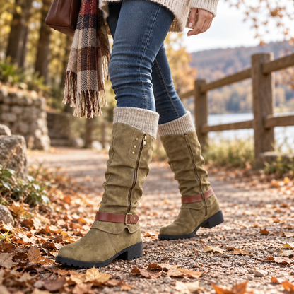 🔥 LETZTER TAG – 80 % RABATT - Damen Winterstiefel mit orthopädischer Unterstützung, Strickkragen & warmer Wollfütterung