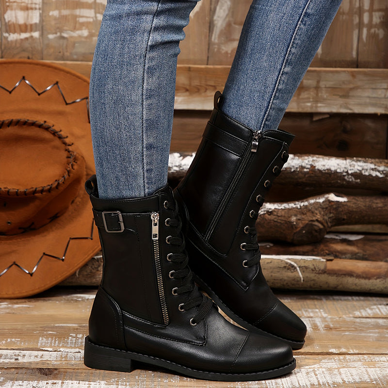 🔥 Letzter Tag: 80 % Rabatt – Damen-Lederstiefel mit Reißverschluss, weiter Passform und gepolsterter Sohle, schmerzlindernd, im Reitstiefelstil