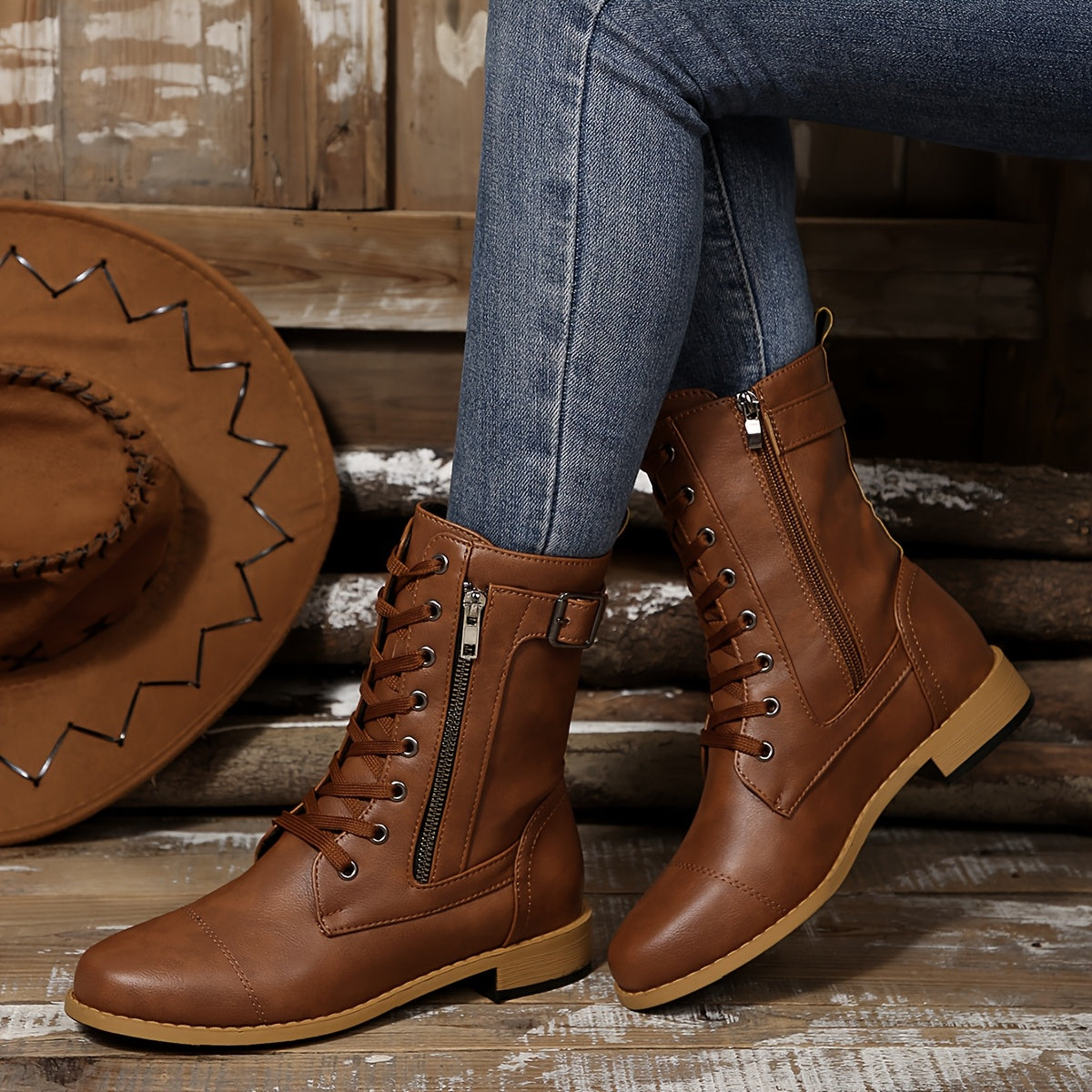 🔥 Letzter Tag: 80 % Rabatt – Damen-Lederstiefel mit Reißverschluss, weiter Passform und gepolsterter Sohle, schmerzlindernd, im Reitstiefelstil