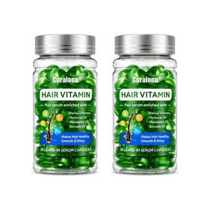 Curalona® Hair Vitamin Capsules Infused with Violet Vitamins & Argan Oil for Color-Treated & Permed Hair Smooths Frizz Restores Silkiness & Shine 40 Capsules