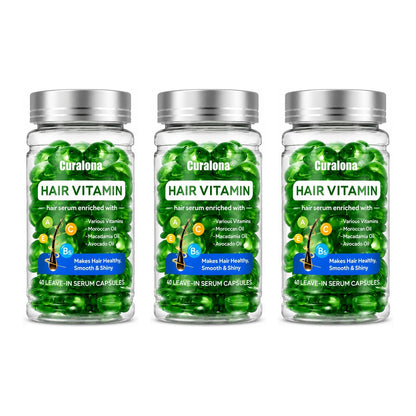 Curalona® Hair Vitamin Capsules Infused with Violet Vitamins & Argan Oil for Color-Treated & Permed Hair Smooths Frizz Restores Silkiness & Shine 40 Capsules
