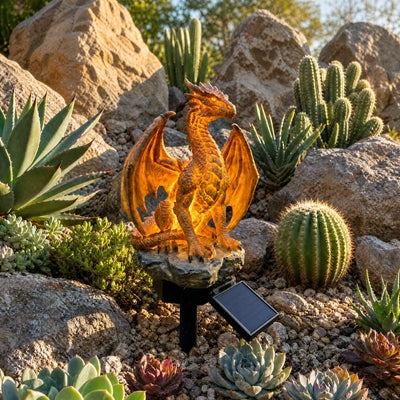 💥DERNIER JOUR : -50 % 🐉✨ Statue de jardin Dragon solaire lumineuse – Décoration d'extérieur fantastique « Golden Ember »